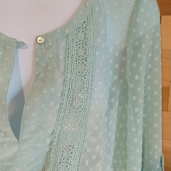 Sheer mint green polkadot tunic - Picture 3 of 4